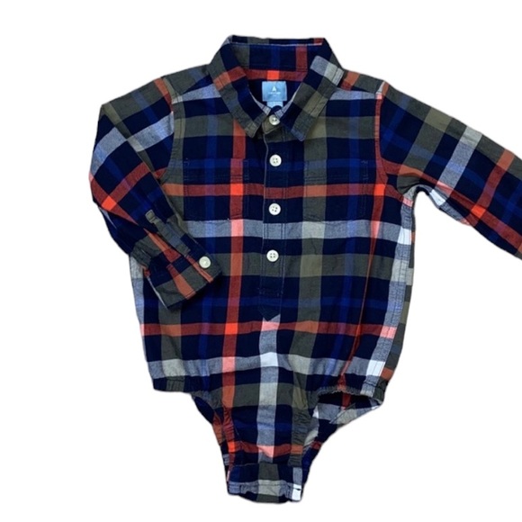GAP Plaid Flannel Button Down Onesie Bodysuit 18-24 Months - Picture 10 of 13